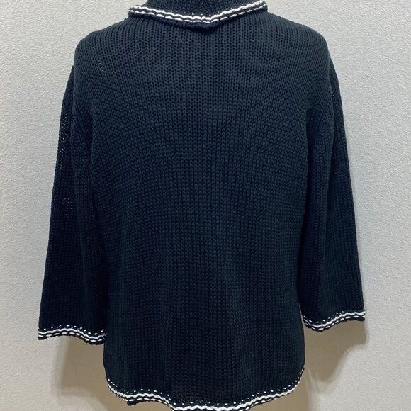 Olsen Europe Cowl Neck Black/White Sweater Size 10 - Picture 6 of 8